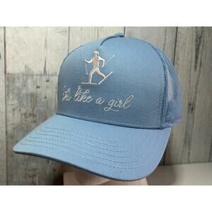 Beach Riot Ski Like A Girl Trucker Hat Blue Mesh Snapback Women Ski Snow Cap